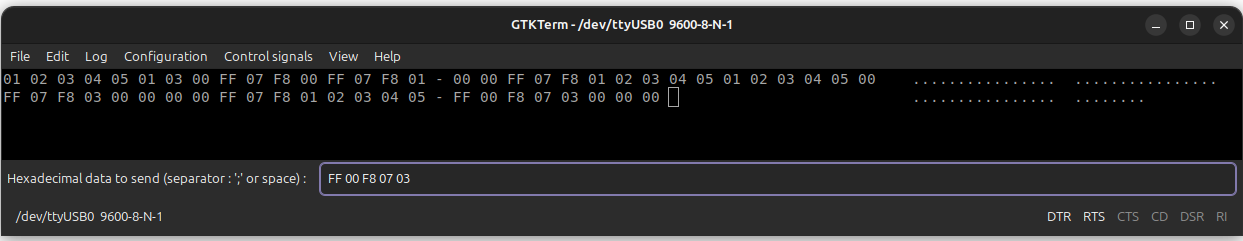 Ubuntu GTKterm to communcation with the module via USB-C to serial interface