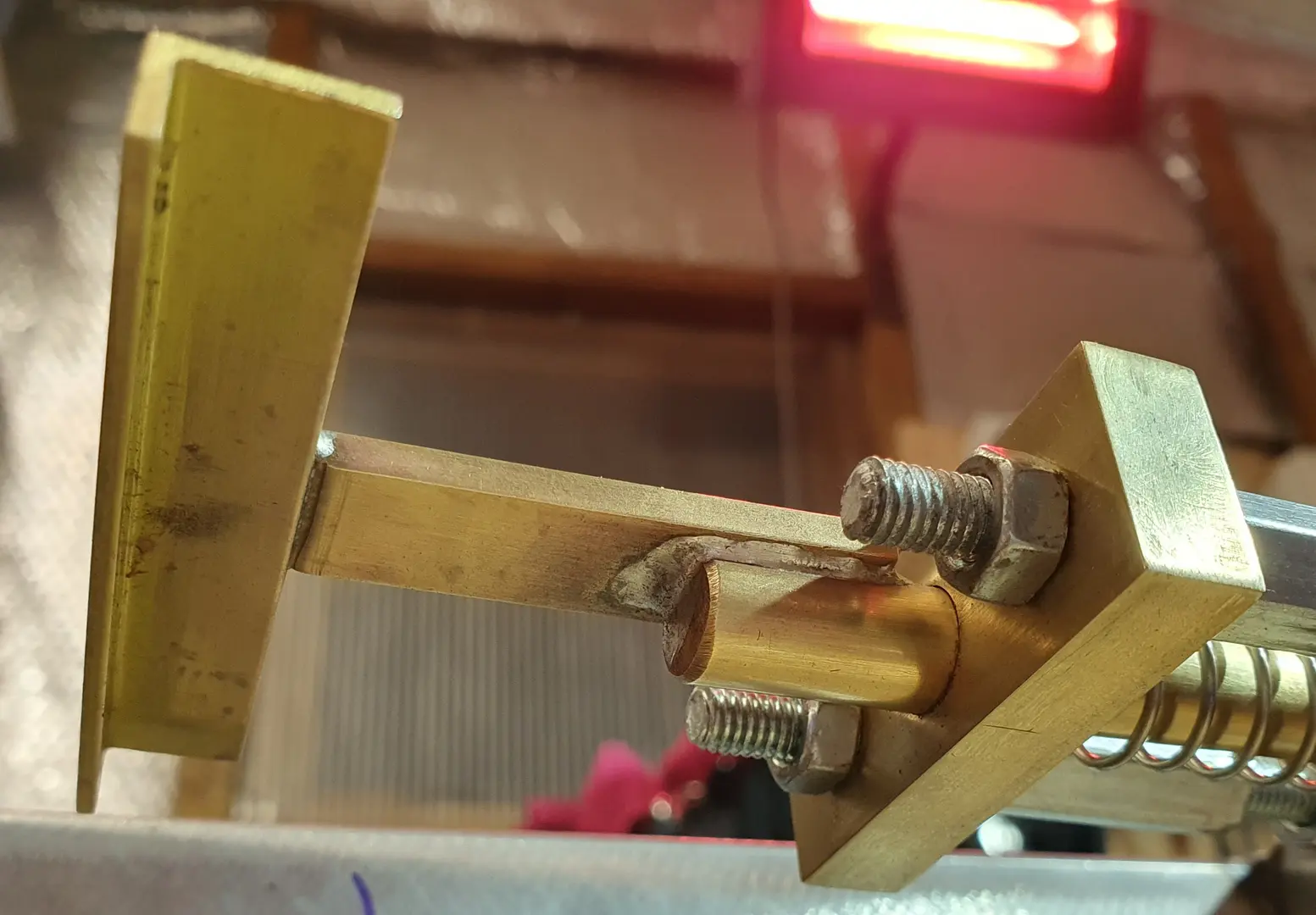 Brass slide bolt mechanism soldered